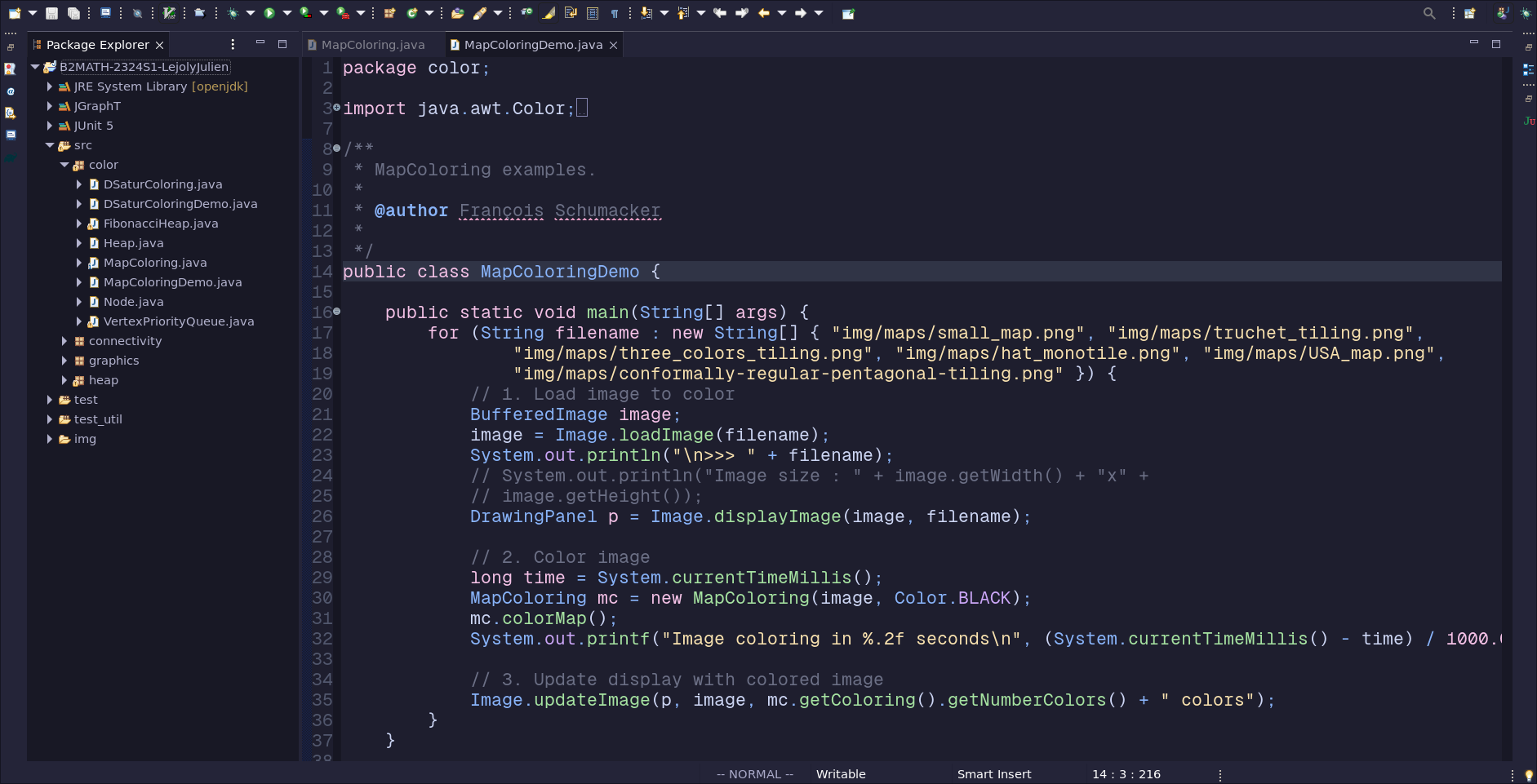 A screenshot of the final rice of Eclipse IDE with catppuccin mocha and Geist Mono